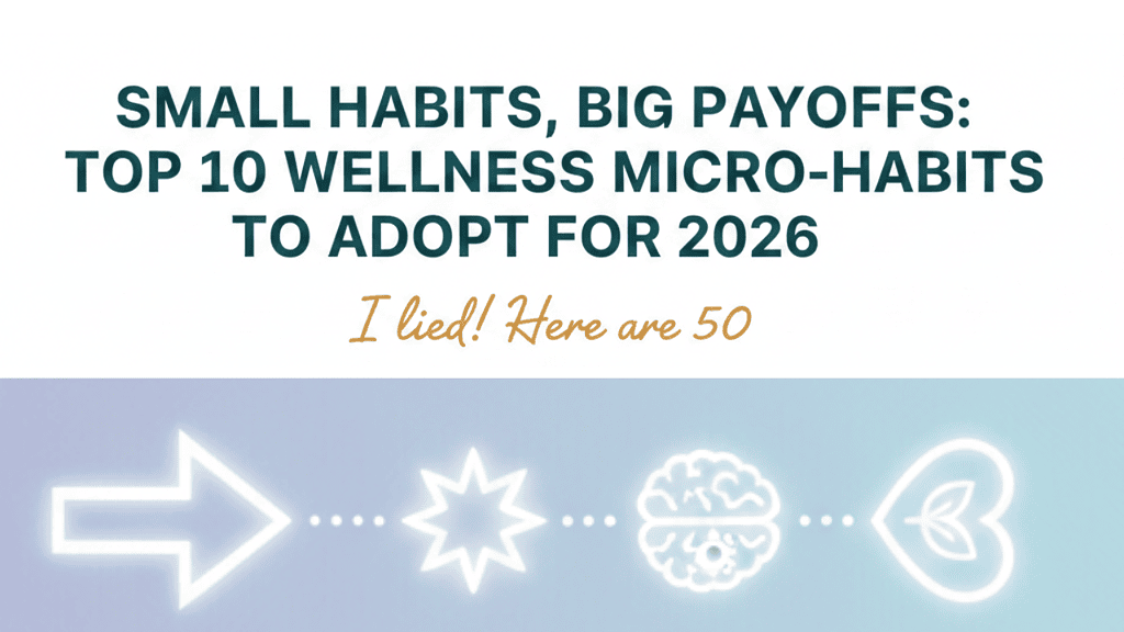 Alt text: Visual representation of micro-habits for wellness, including routines for mental clarity and physical health, emphasizing small daily actions for overall well-being.